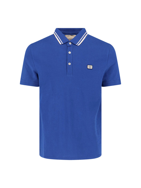 Valentino 91% cotton polo shirt in blue