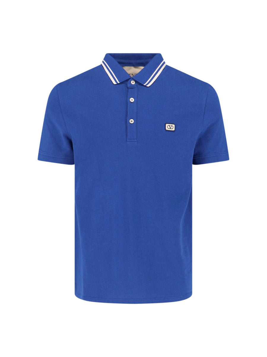Valentino 91% cotton polo shirt in blue
