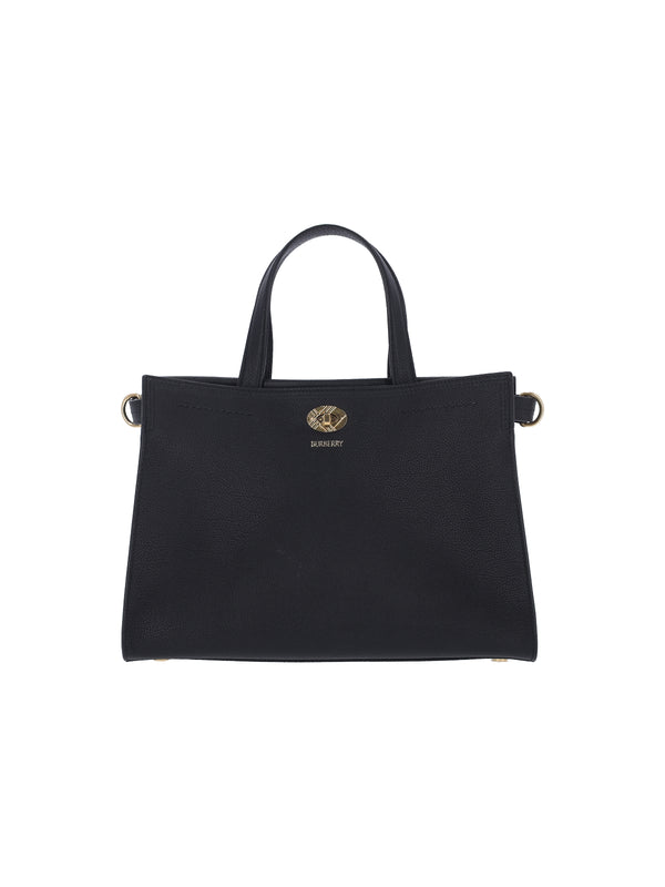 Burberry 100% calf grain leather tote bag in black