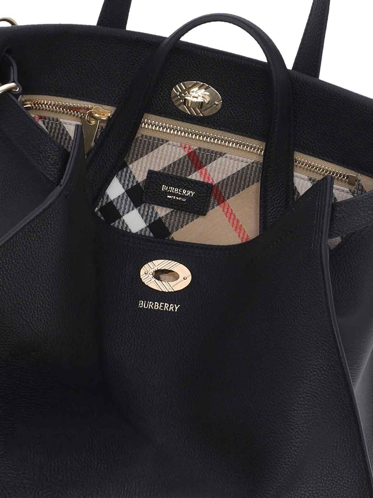 Burberry Bags Black Calf Grain Leather