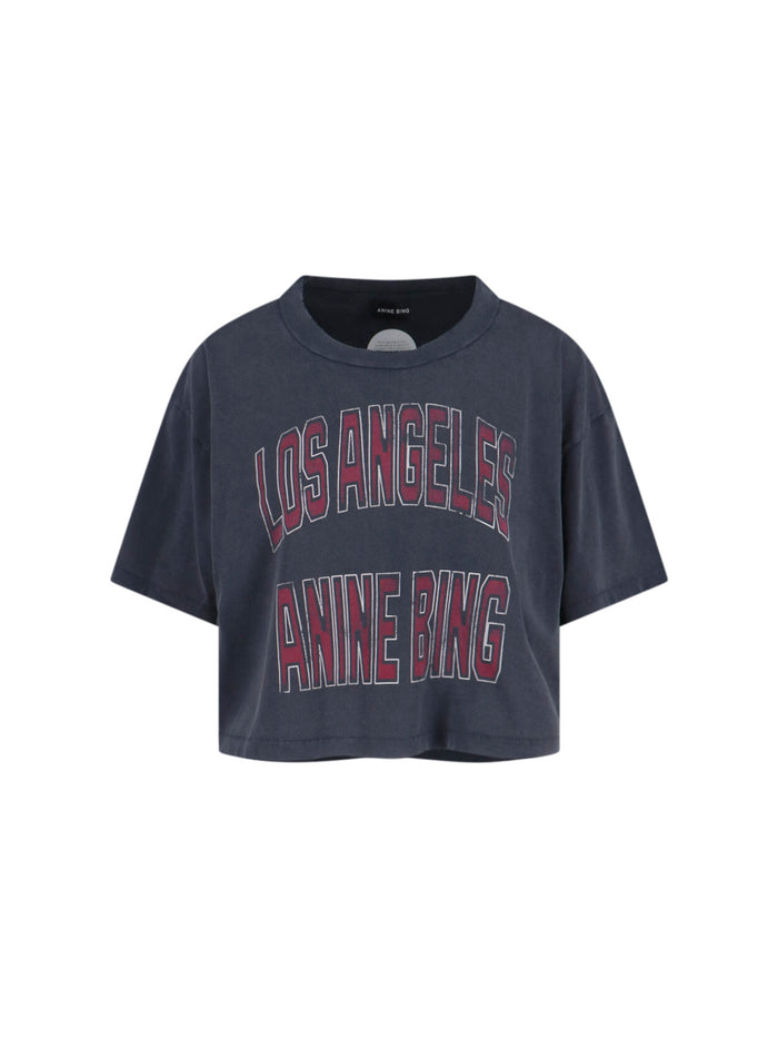 ANINE BING T-shirts and Polos Grey Cotton