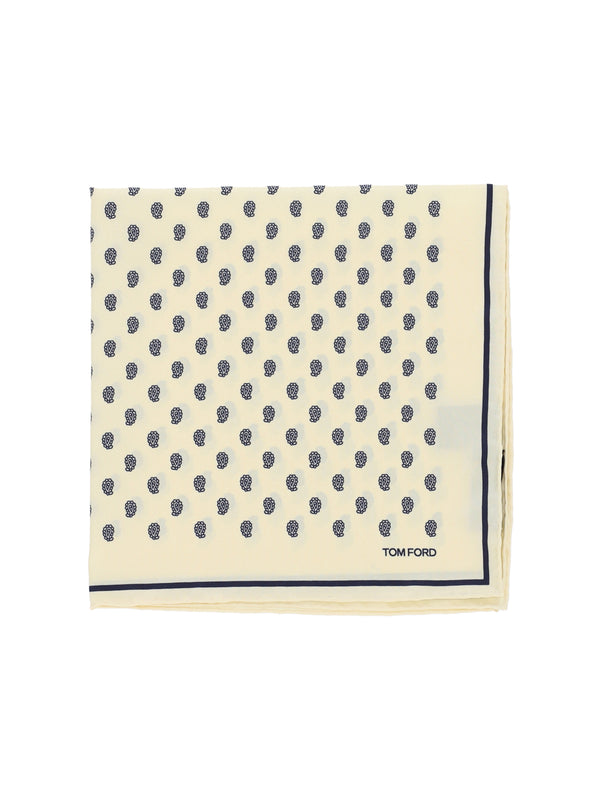 Tom Ford 100% mulberry silk pocket square in ivory