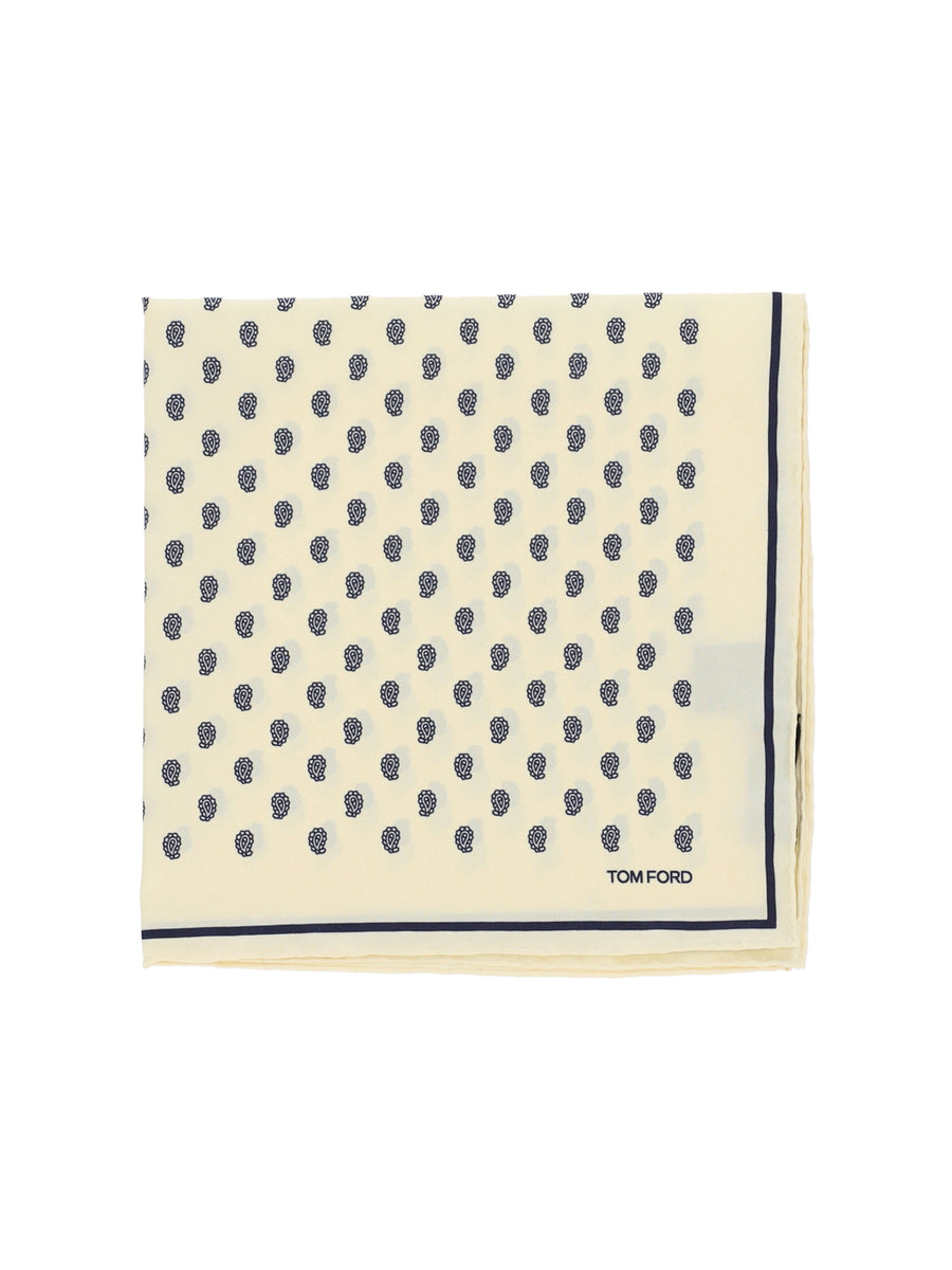 Tom Ford 100% mulberry silk pocket square in ivory
