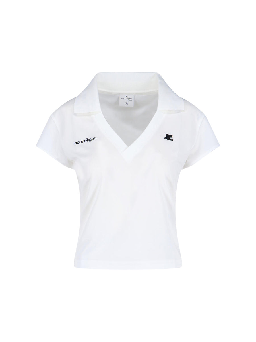CourrèGes 100% polyester polo in white