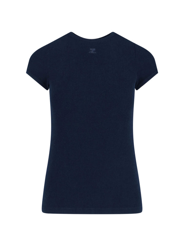CourrèGes 84% Viscose t-shirt in navy