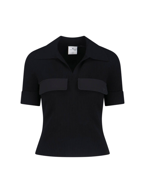 CourrèGes 70% Viscose polo in black