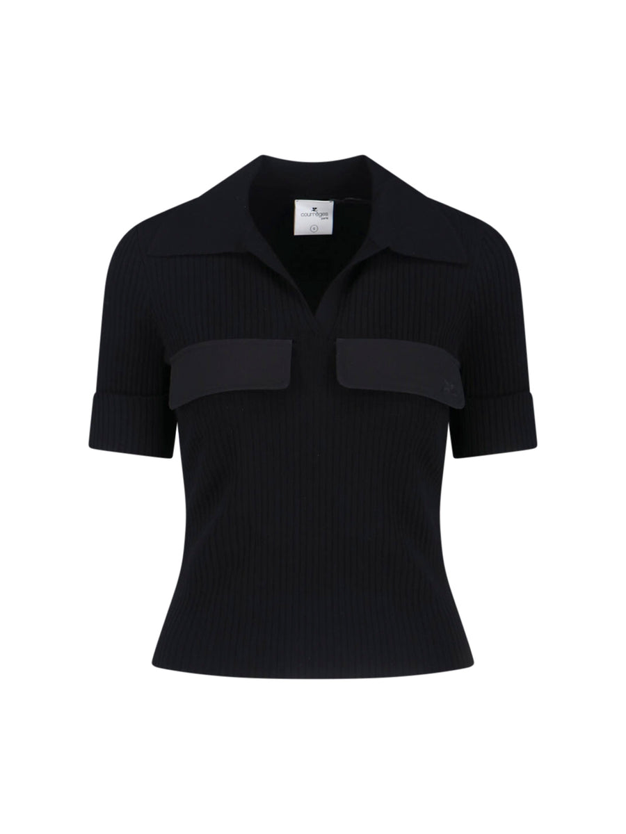 CourrèGes 70% Viscose polo in black
