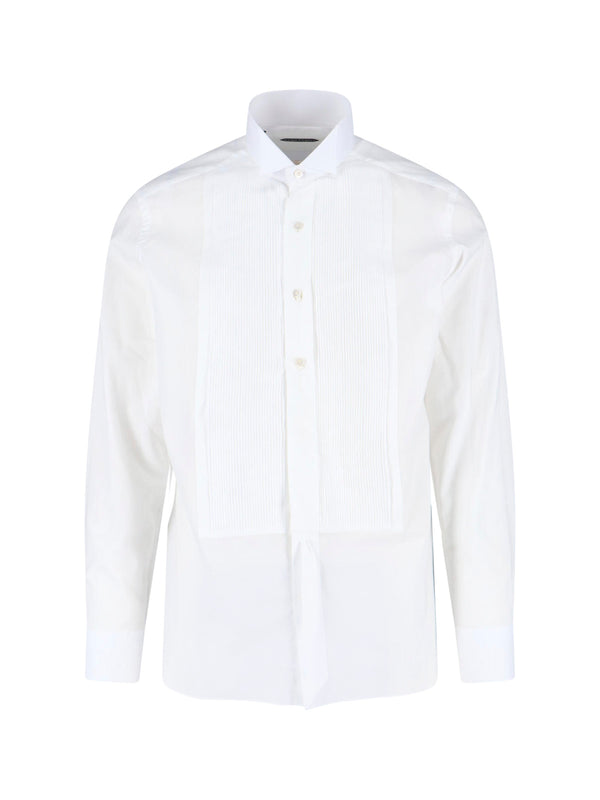 Tom Ford 100% Cotton; Mother-of-Pearl buttons dress shirt in white