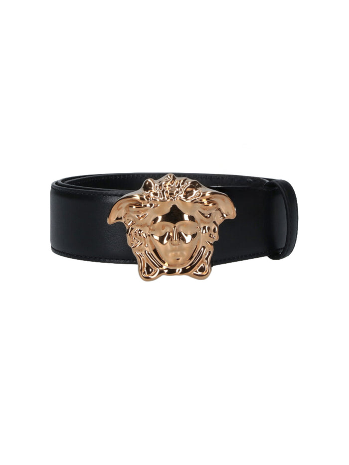 Versace Belts Black Calf Leather