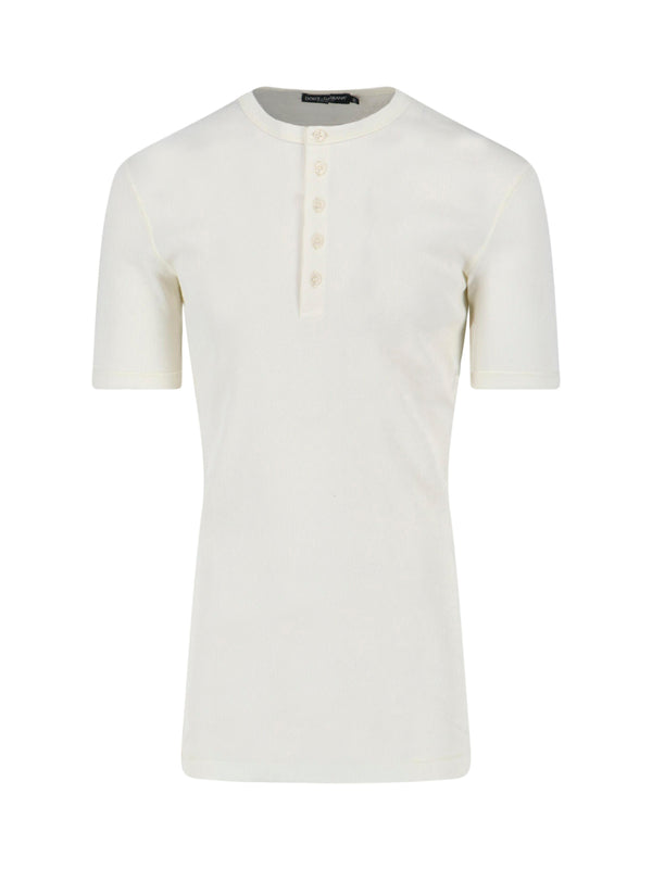 Dolce & Gabbana 100% Cotton henley shirt in white