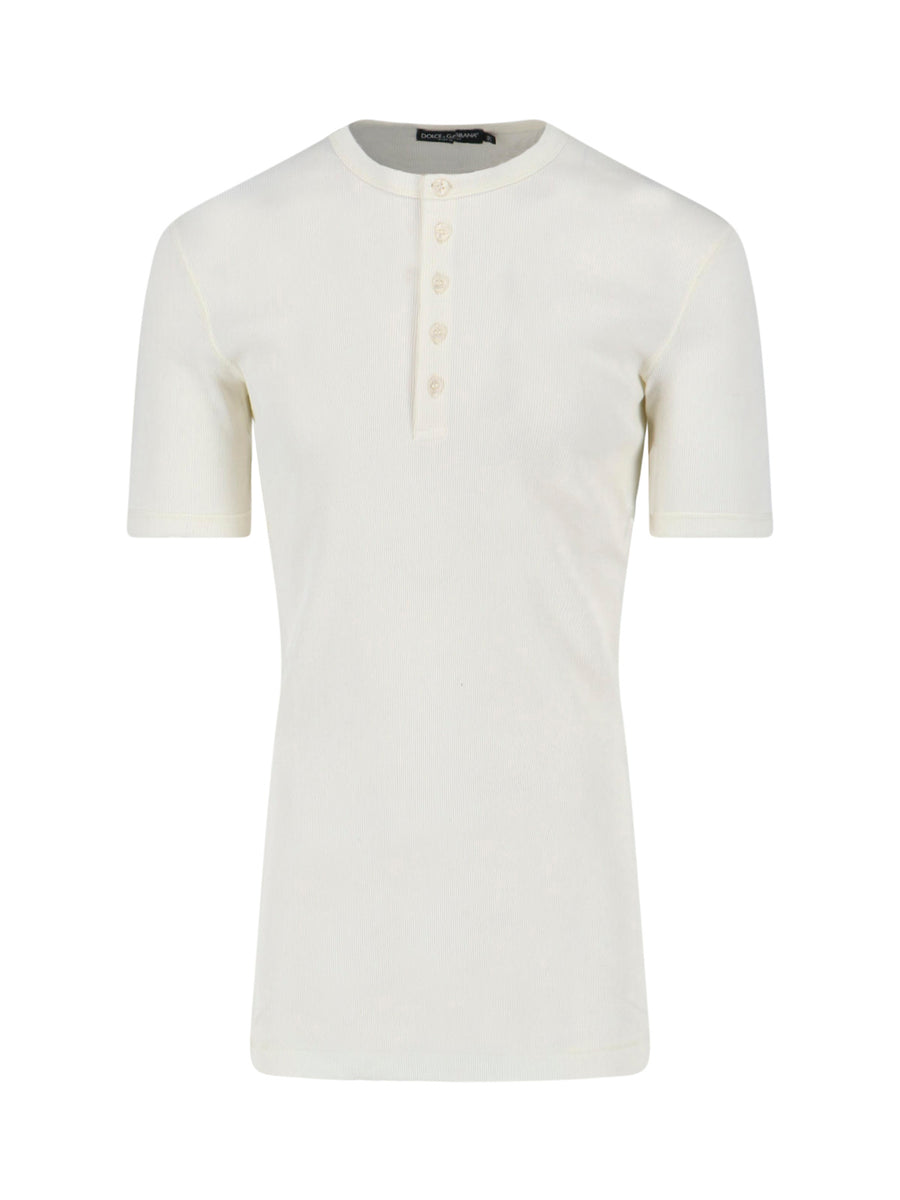Dolce & Gabbana 100% Cotton henley shirt in white