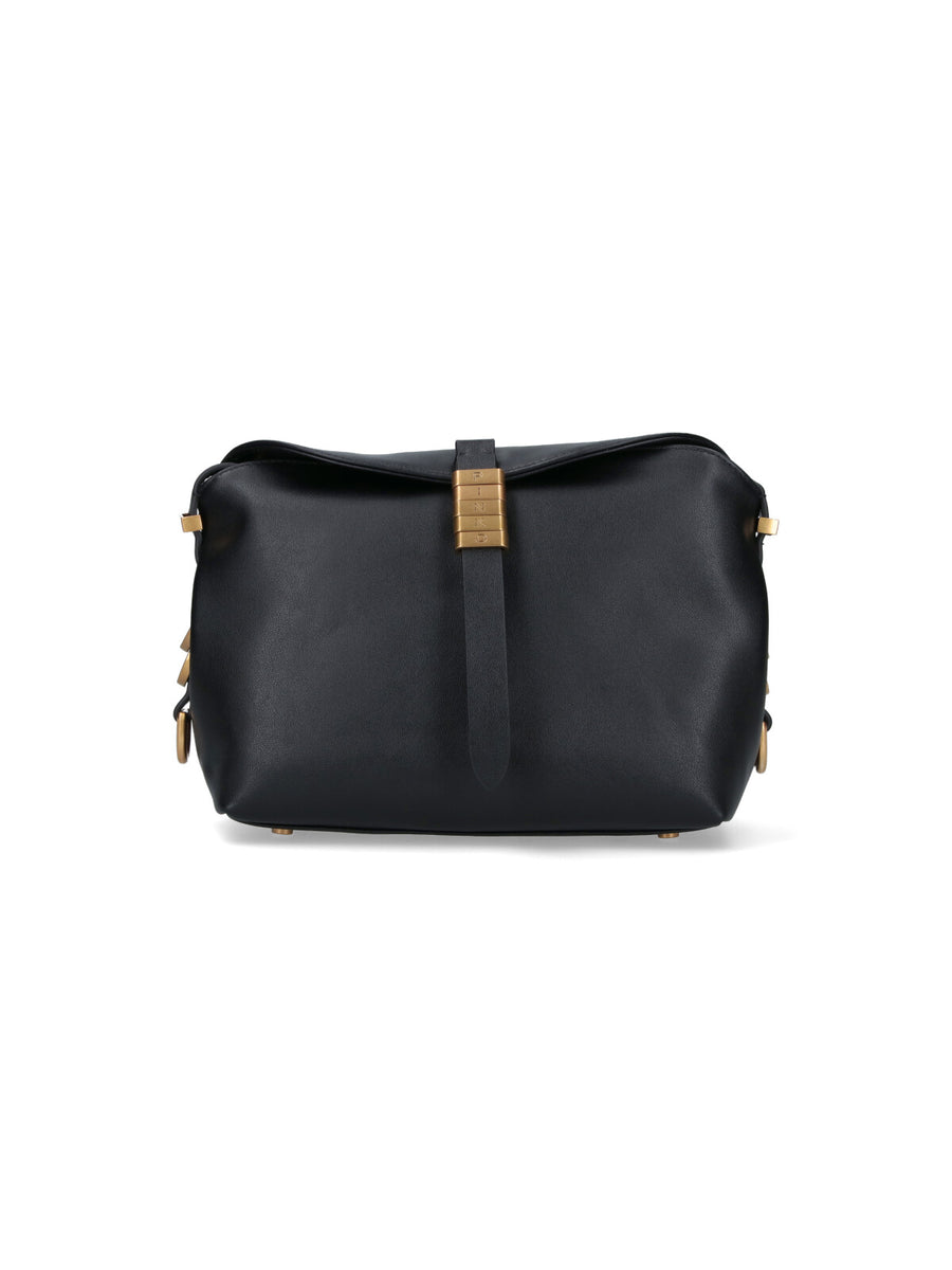 Pinko 100% leather shoulder bag in black