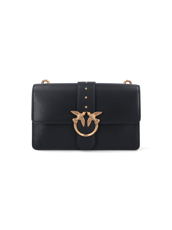 Pinko Smooth black leather shoulder bag in black
