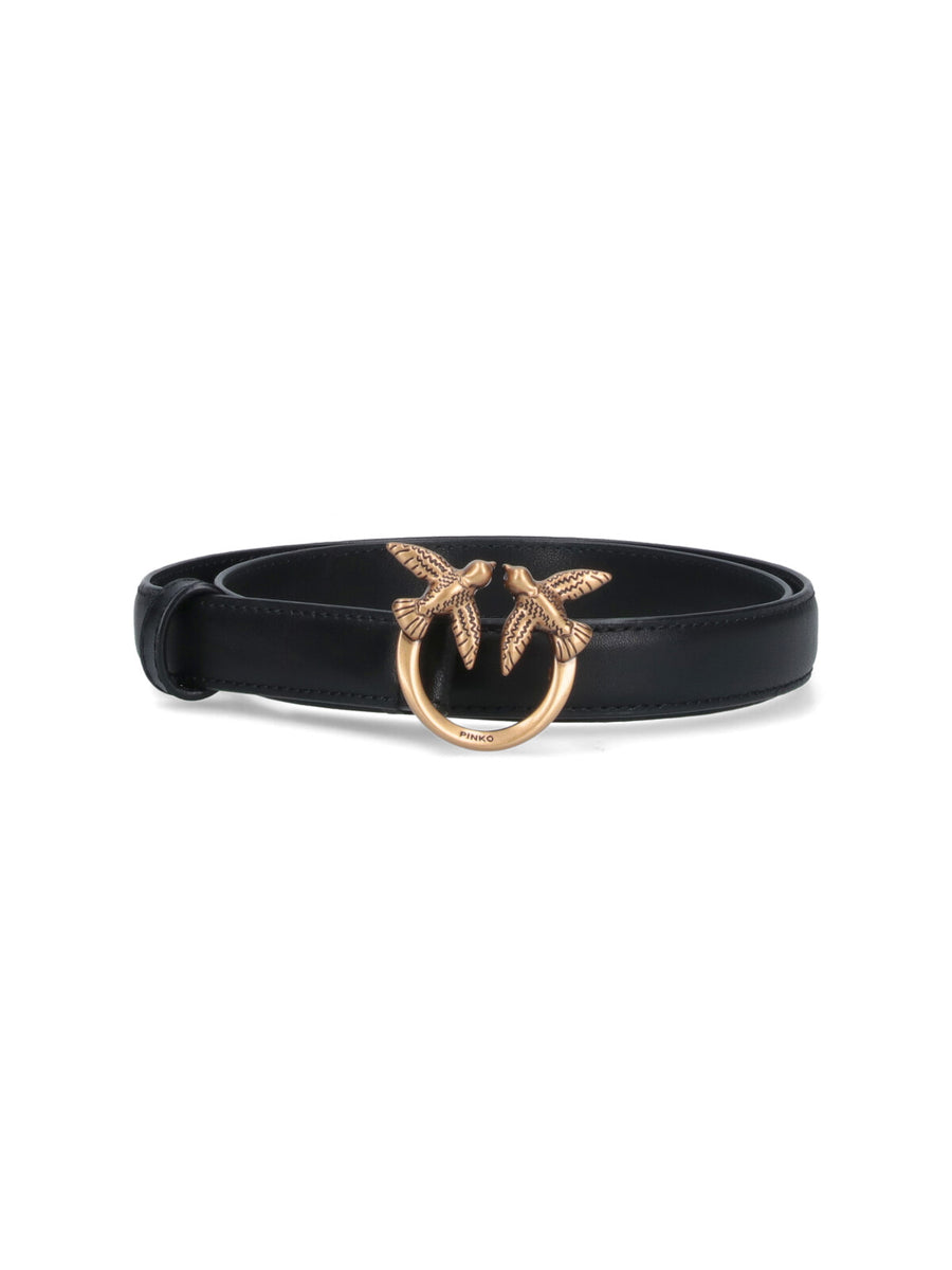 Pinko Leather with gold-tone metal belt in black