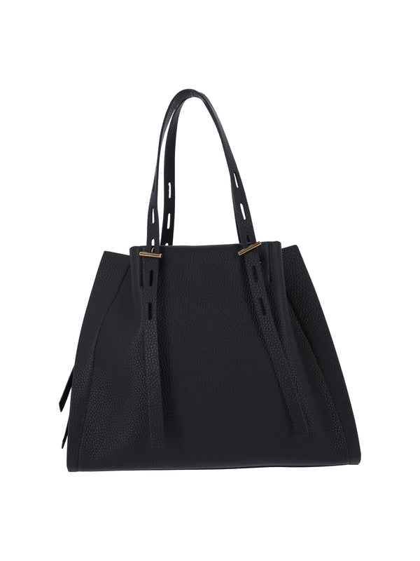 Minobossi 100% leather tote bag in black
