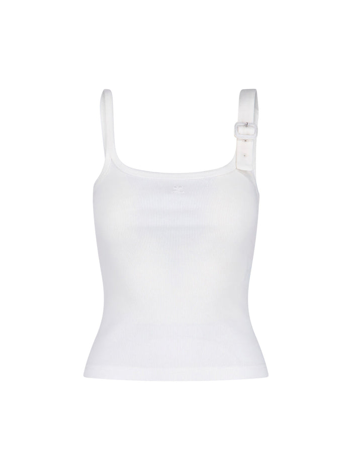 Courrèges Top White Cotton. Elastane