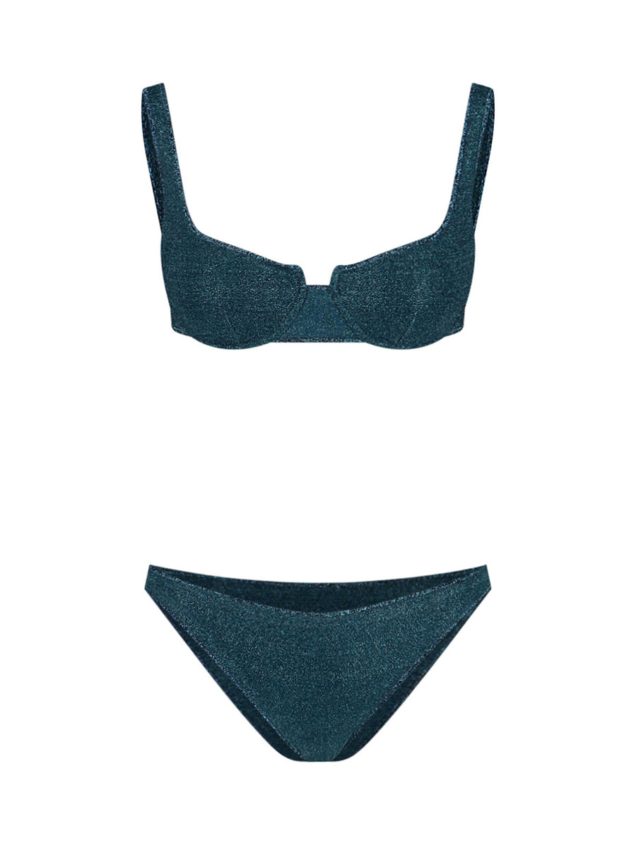 Oseree Lurex 64% Polyamide bikini in teal