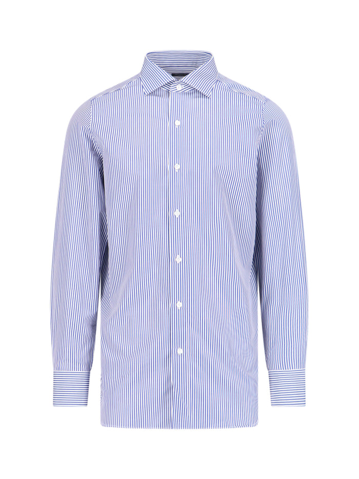 Finamore Shirts Blue Cotton