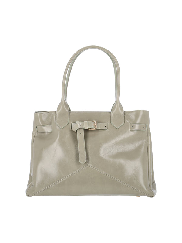 Ballantyne 100% leather tote bag in gray