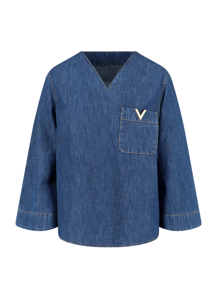 Valentino Top Blue Cotton