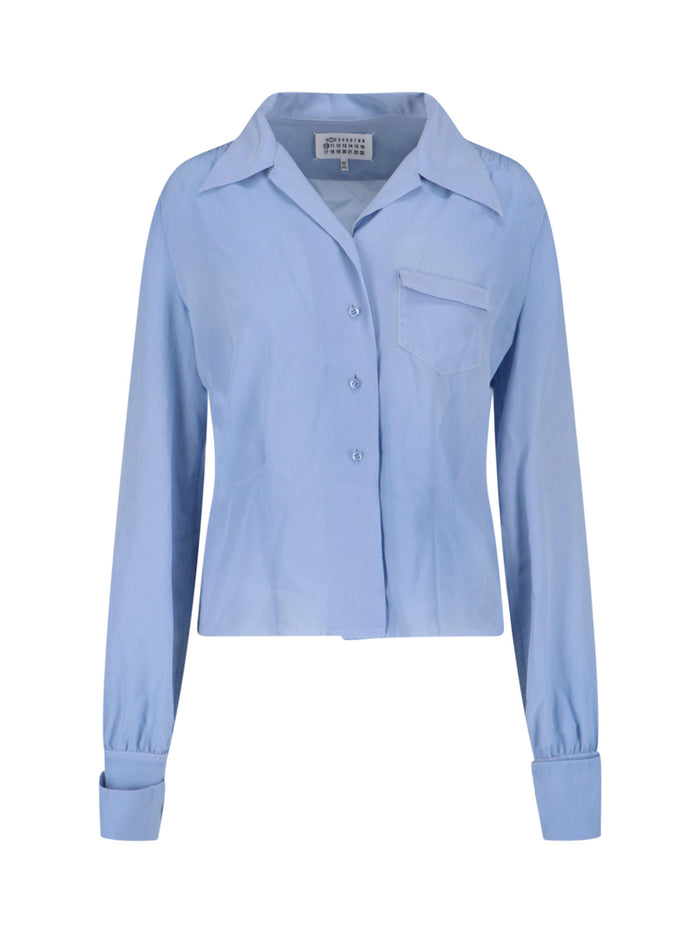 Maison Margiela Shirts Blue Silk