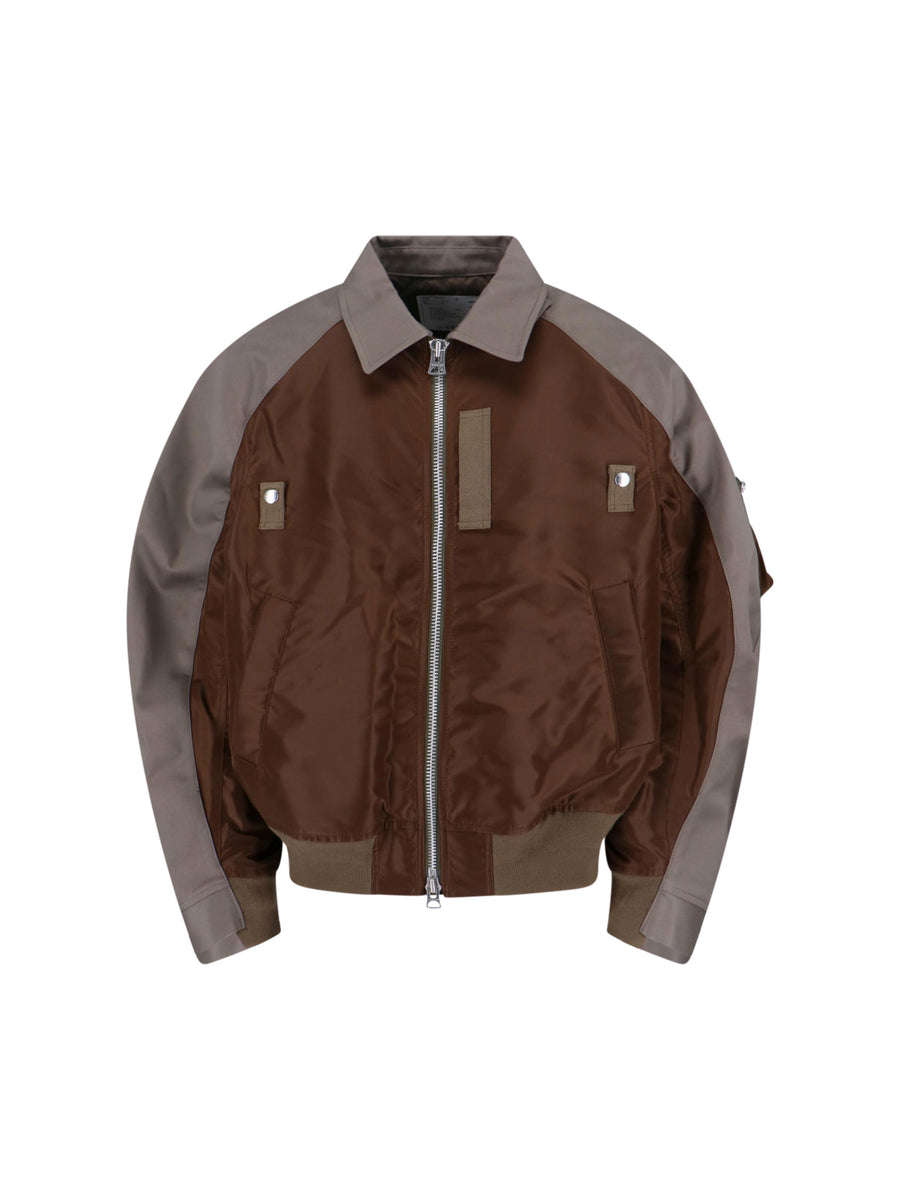 Sacai 100% Nylon jacket in brown
