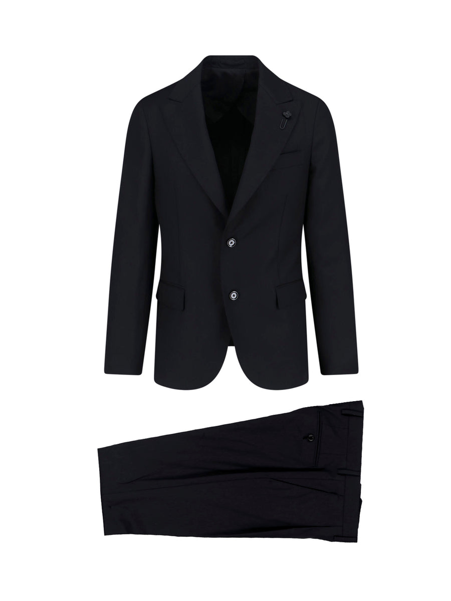 Lardini Ivsf 100% virgin wool pant suit in black