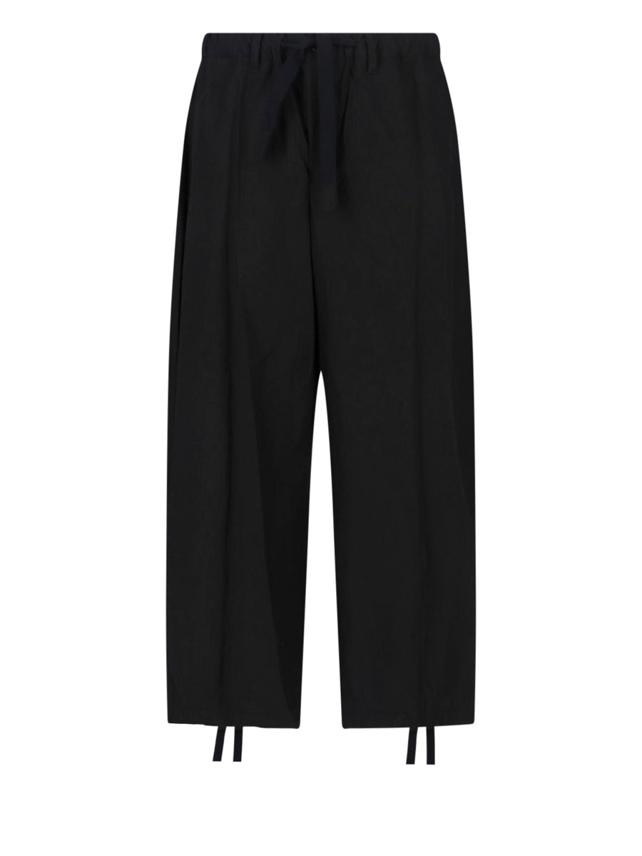 Sacai 100% Cotton trousers in black