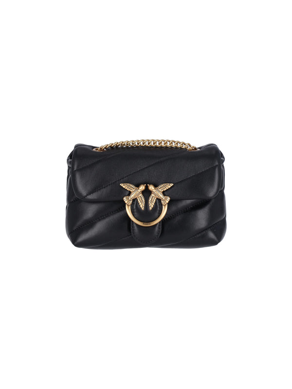 Pinko 100% leather shoulder bag in black