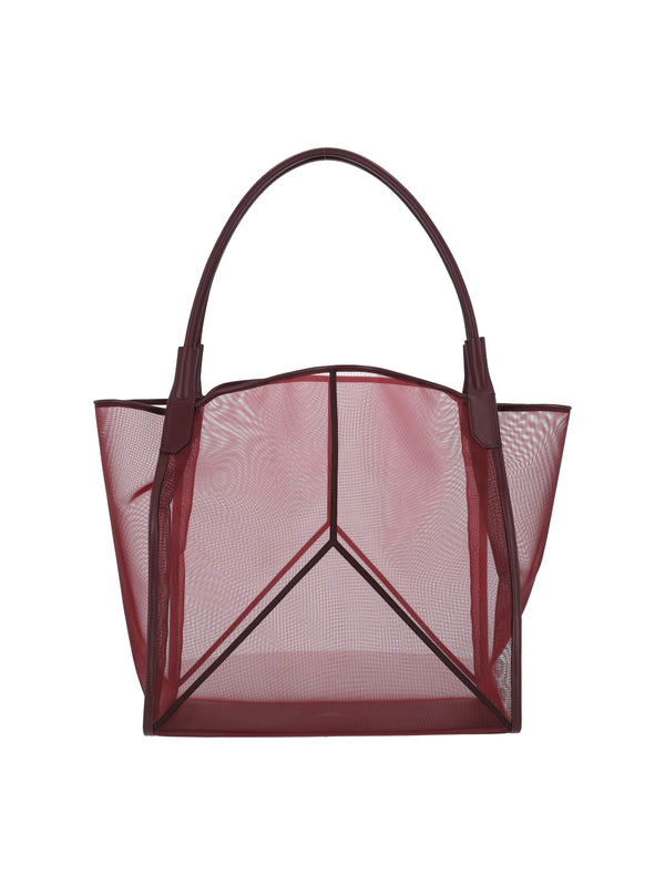 Victoria Beckham Mesh and leather tote bag in burgundy