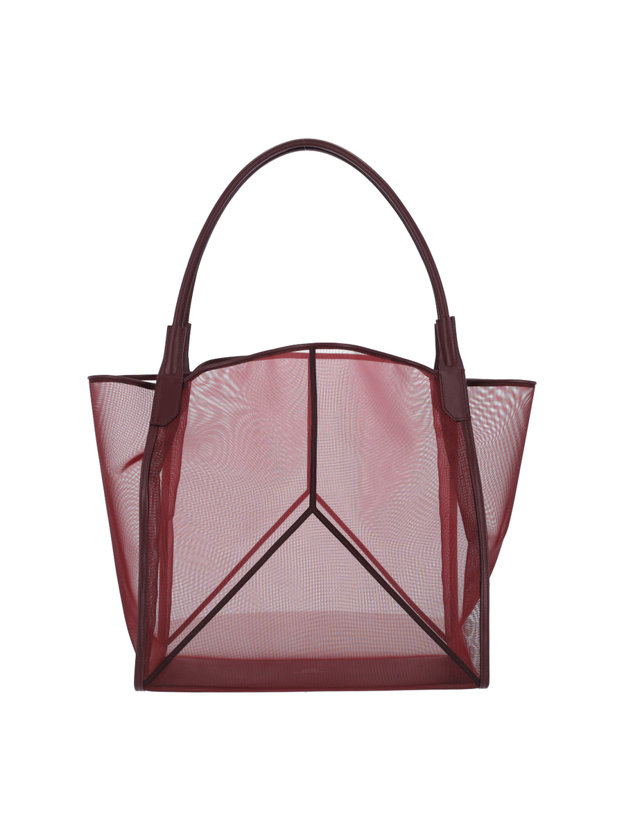 Victoria Beckham Mesh and leather tote bag in burgundy