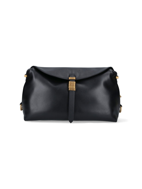 Pinko 100% leather shoulder bag in black