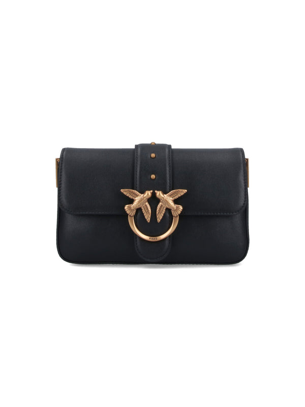 Pinko 100% leather shoulder bag in black