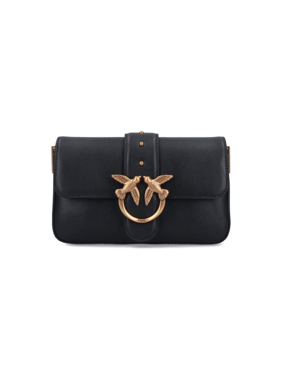Pinko 100% leather shoulder bag in black