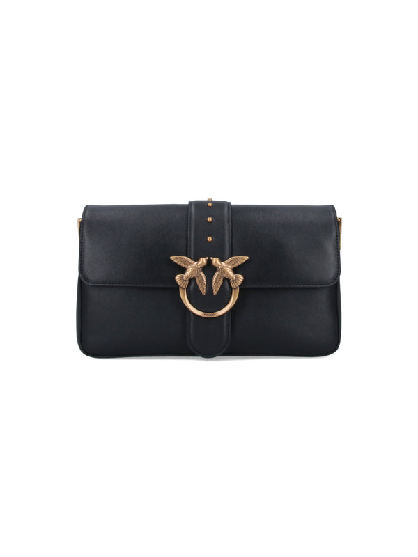 Pinko 100% leather shoulder bag in black