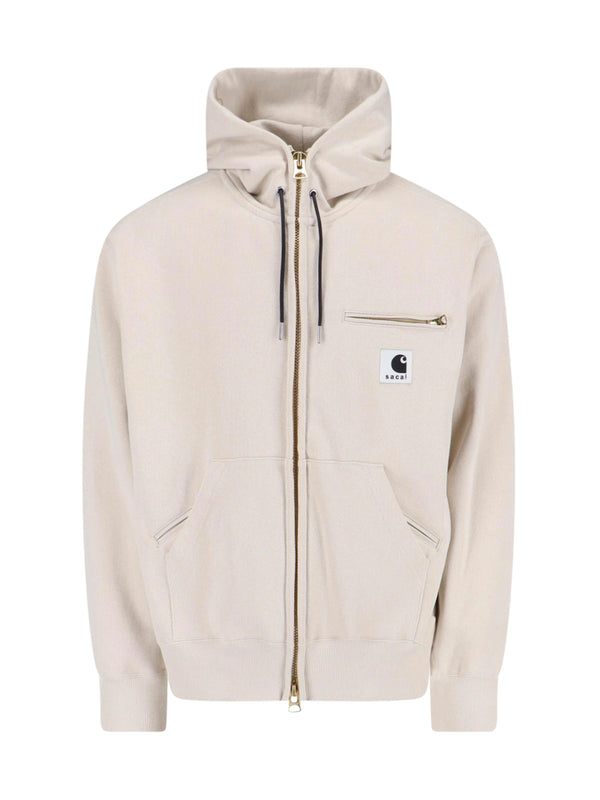 Sacai 100% Cotton (main); 95% Cotton hoodie in white