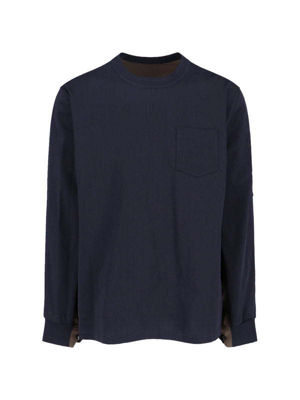 Sacai 100% Cotton t-shirt in navy
