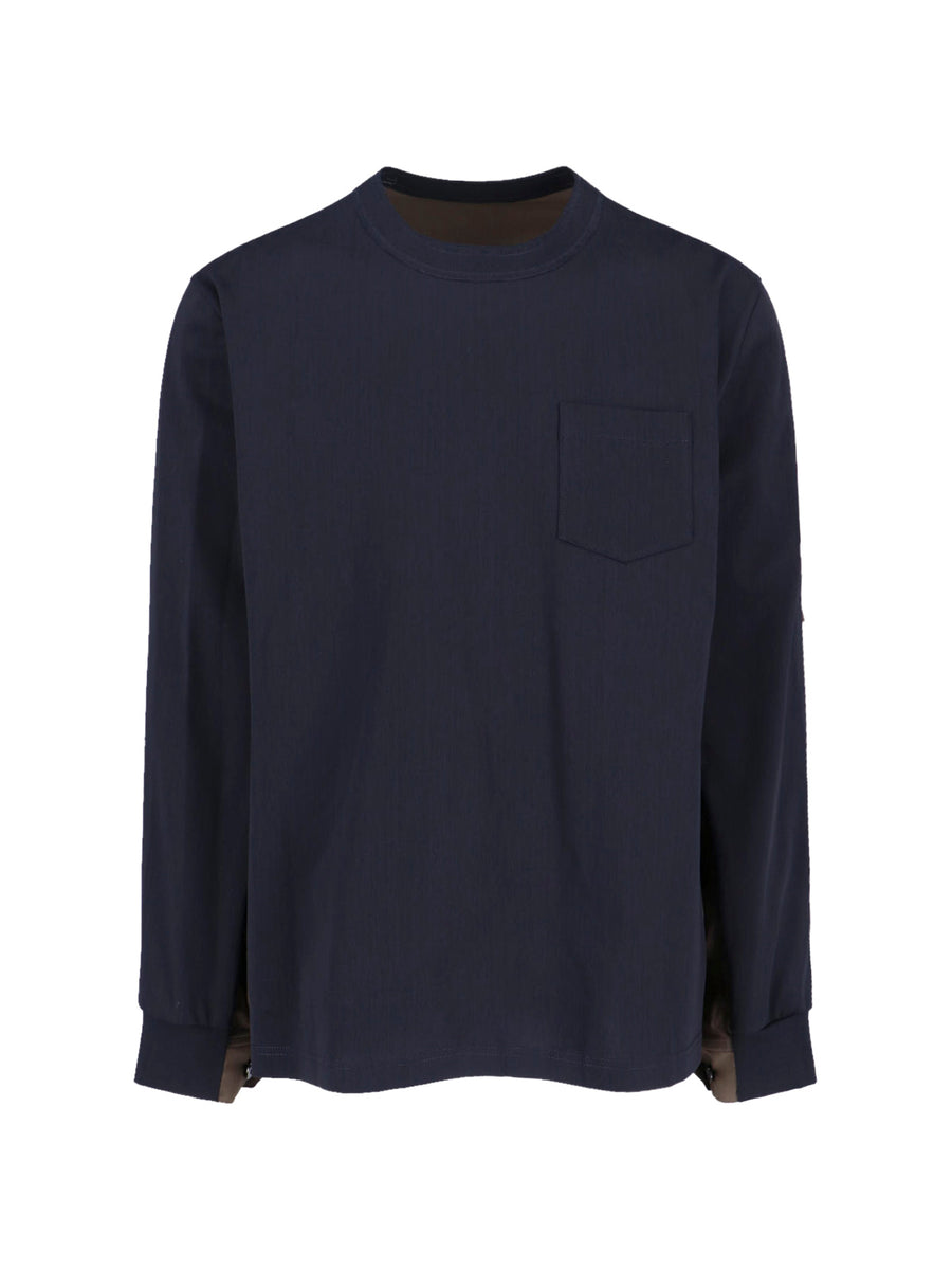 Sacai 100% Cotton t-shirt in navy