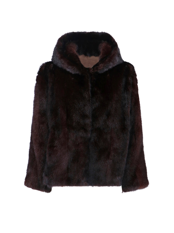 Iacopa Hoodie 100% upcycled mink fur jacket in brown