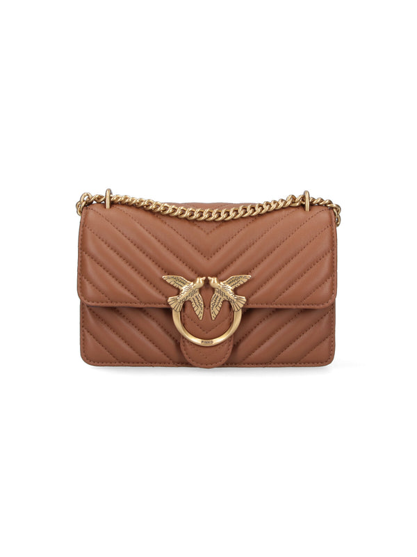 Pinko 100% leather shoulder bag in brown