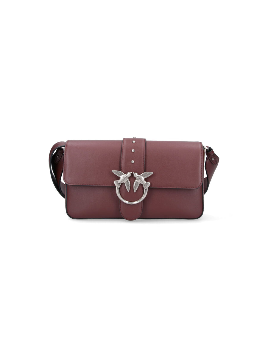 Pinko 100% leather shoulder bag in burgundy