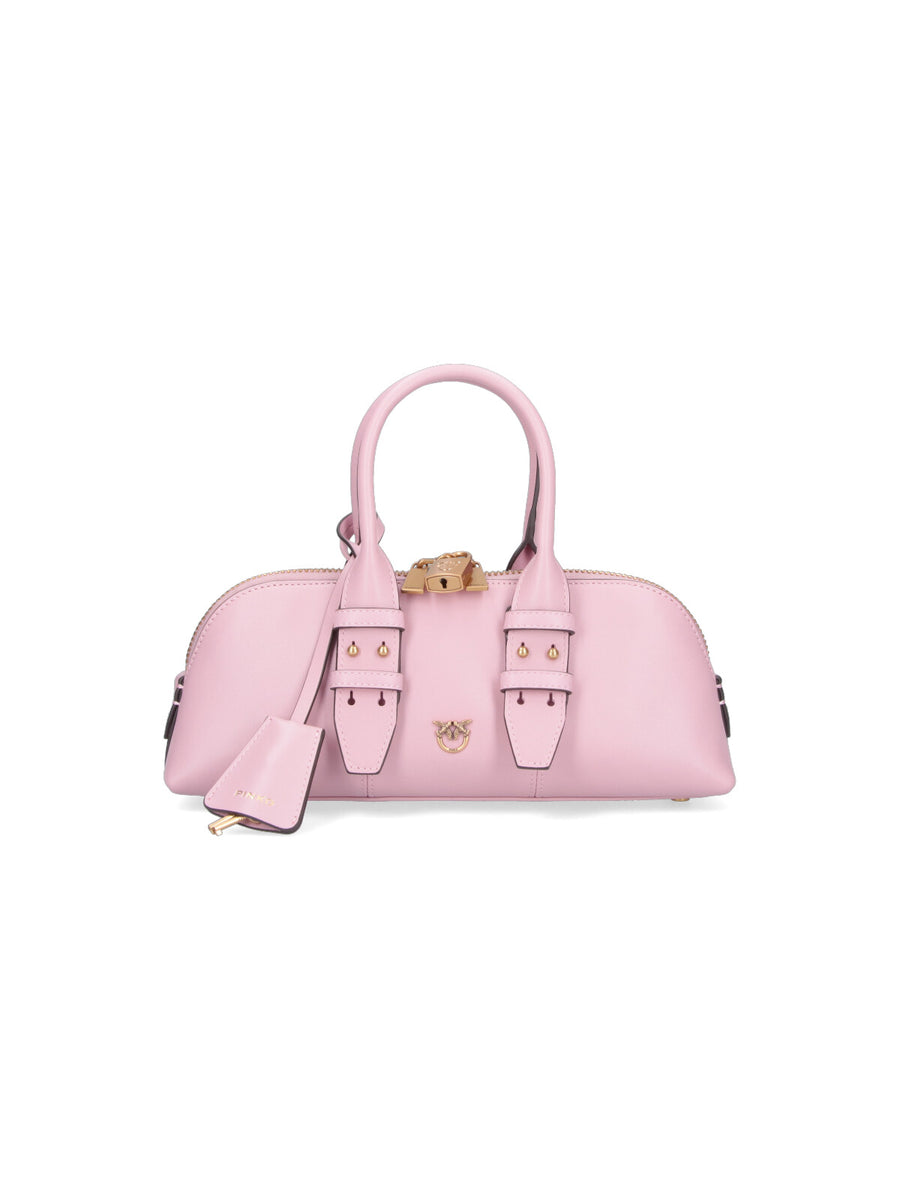 Pinko 100% leather top handle bag in pink