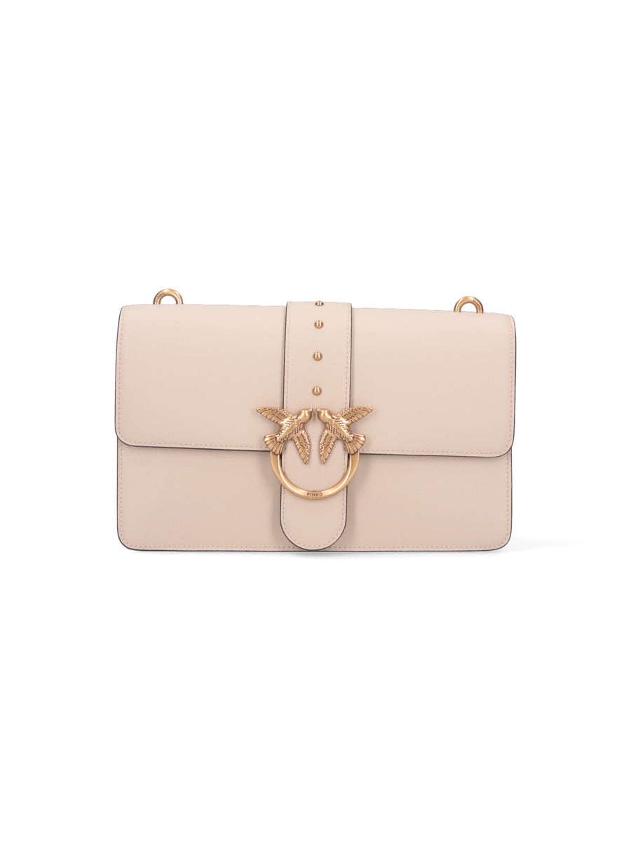 Pinko 100% leather shoulder bag in beige
