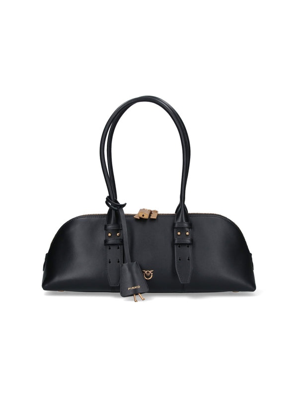 Pinko 100% leather shoulder bag in black