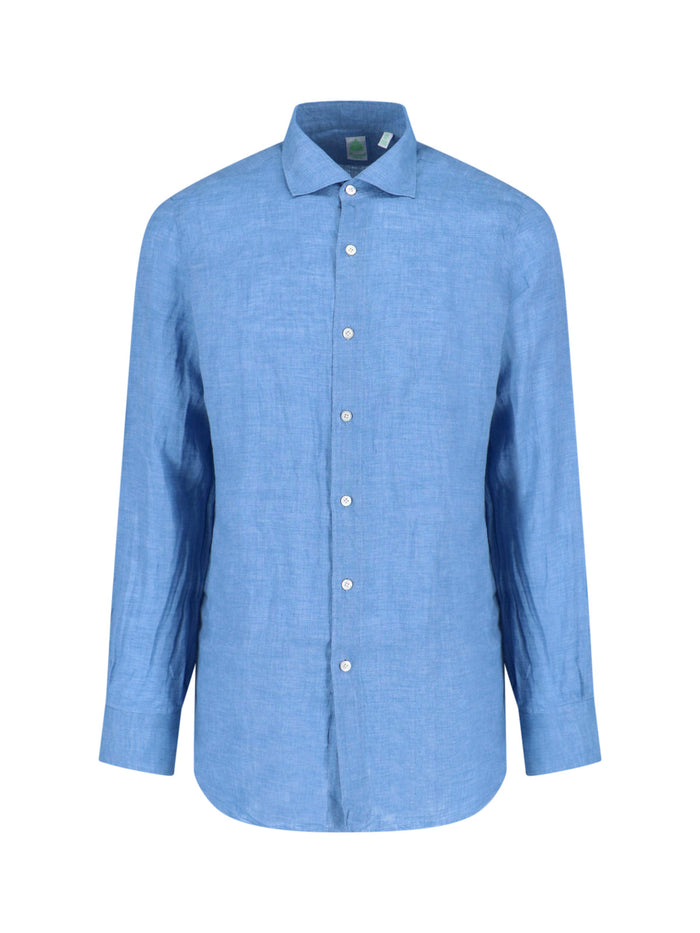 Finamore Shirts Blue Linen