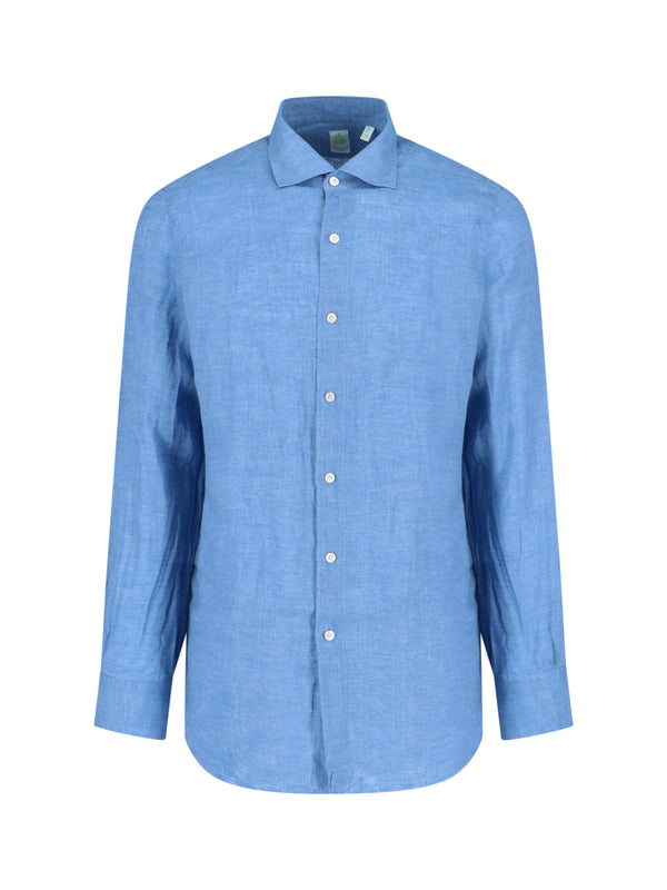 Finamore Gaeta 100% linen shirt in blue