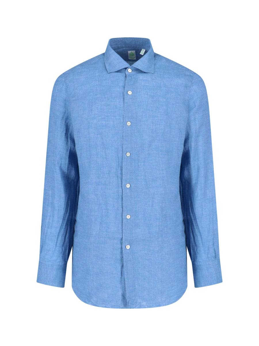 Finamore Gaeta 100% linen shirt in blue