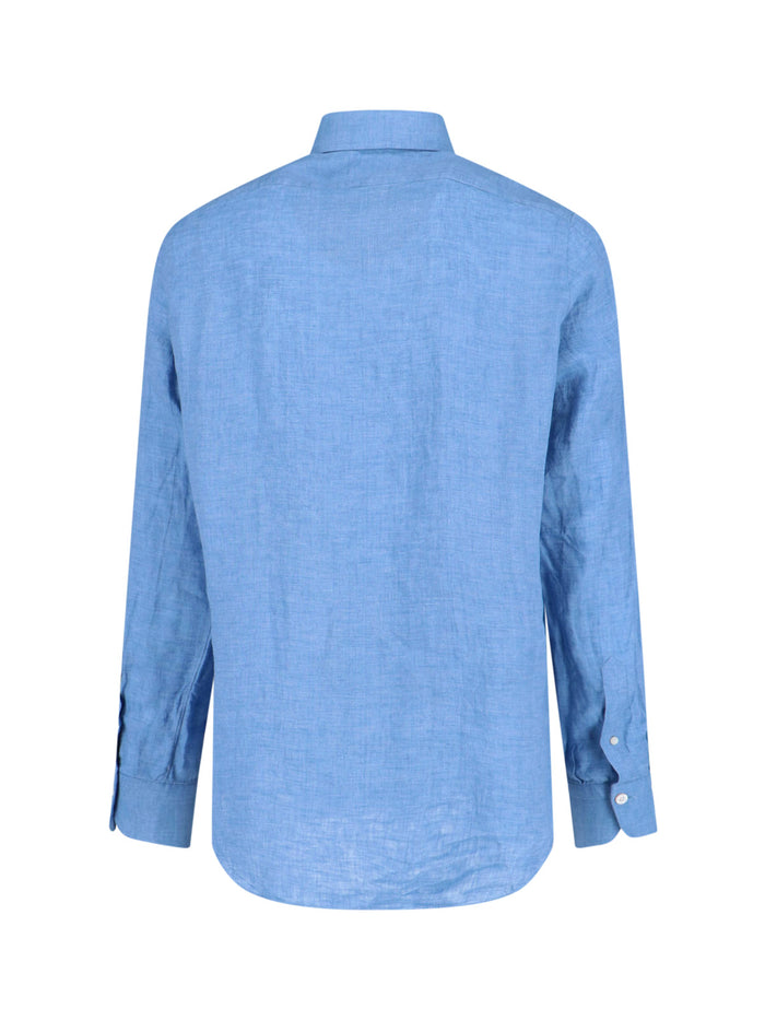 Finamore Shirts Blue Linen