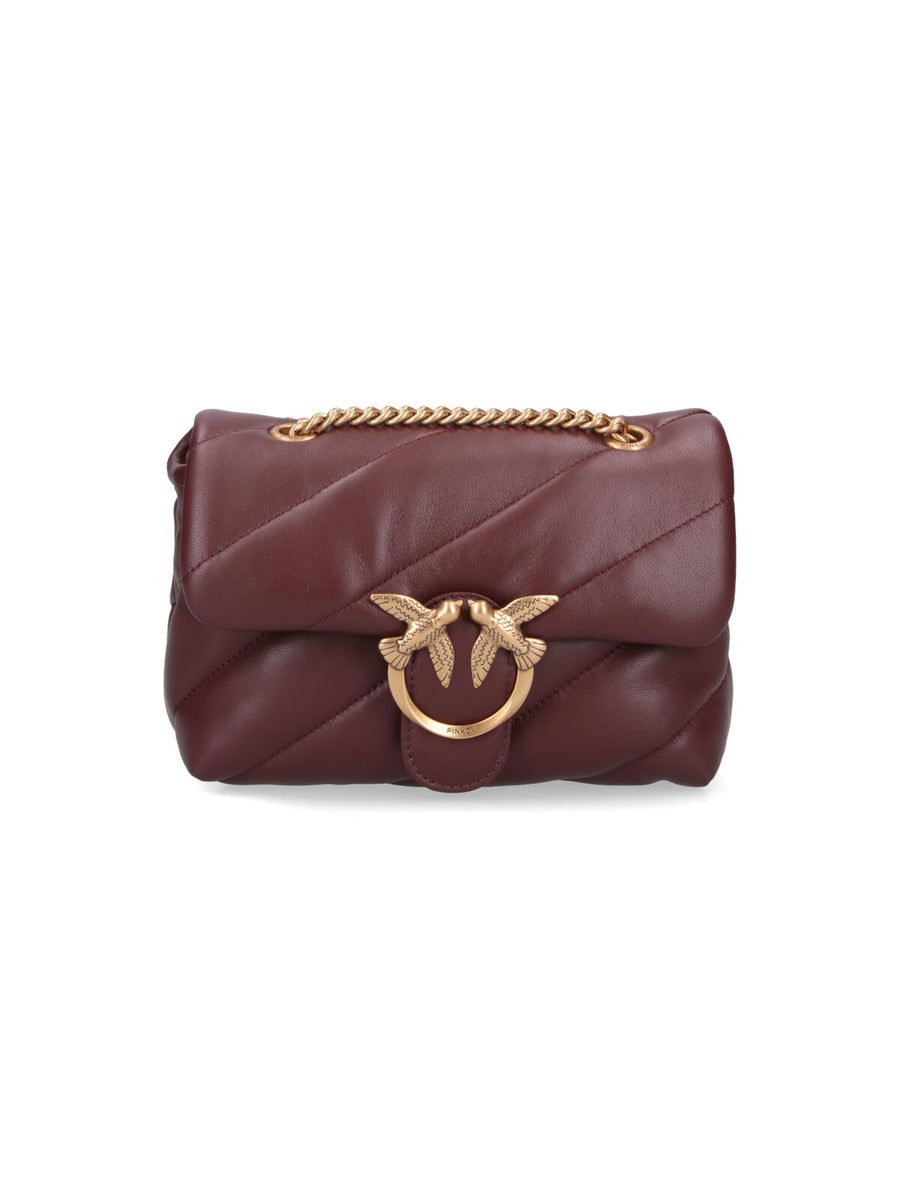 Pinko 100% leather shoulder bag in burgundy