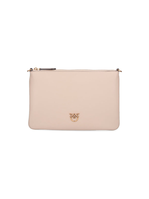 Pinko 100% leather clutch in beige